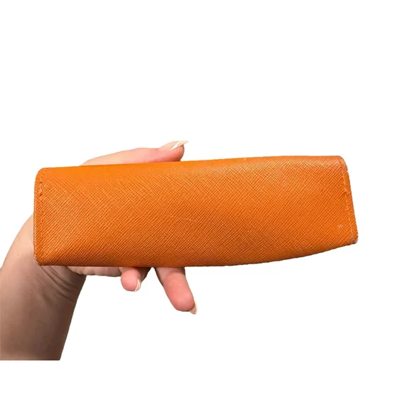 Tory Burch Glasses Case Small Magnetic Snap Close Orange - Picture 2 of 9